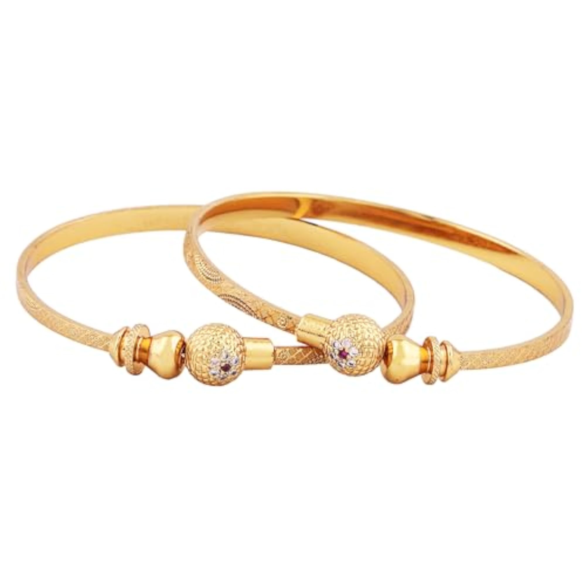 Set of 2 Latest Traditional Design 18K Gold Plated Adjustable Bracelet Bangles for Women