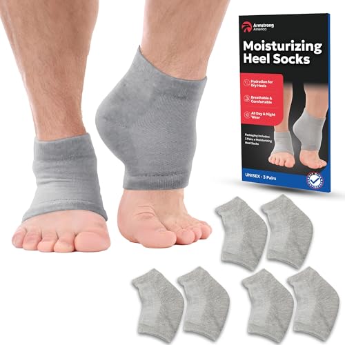 Moisturizing Socks for Women & Men | Aloe Vera Cracked Heel Treatment | Foot Callus Remover | Aloe Socks for Cracked Heels & Dry Cracked Feet | Lotion Infused Gel Heel Socks (Large - 3 Pairs)