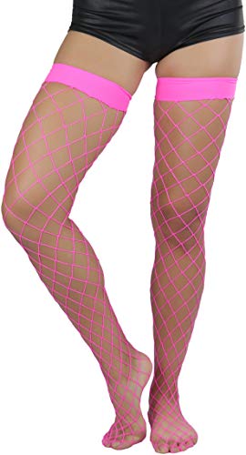 Image of ToBeInStyle Women's Diamond Large and Fine Fence Net Fishnet Nylon Thigh High