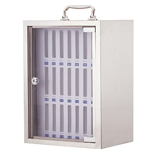 Caja de seguridad para móviles con asa y 24 compartimentos de madera 2