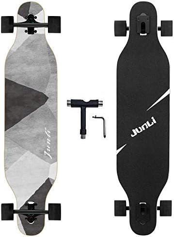 Junli 41 Inch Freeride Skateboard Longboard - Complete Skateboard Cruiser for Cruising, Carving, Free-Style and Downhill Grey Zone