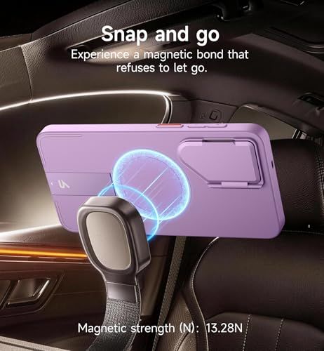 Image of SURITCH for Samsung Galaxy S26 Plus Phone Case, Magnetic Protective Cover with Camera Cover & Adjustable Metal Kickstand for Galaxy S26 Plus -Taro Purple