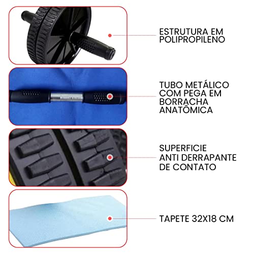 Roda De Exercícios Abdominal Dupla Profissional (Preta)