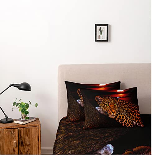 Holiyjog Cheetah Print Bedding Leopard Quilt Cover Sets Brown Linens Bed Pillow Shams Queen Size Animal Home Textile (Queen, 002) #TOP1