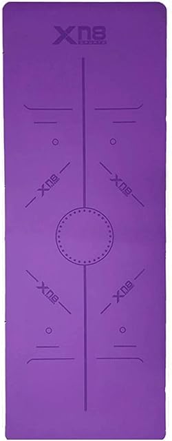 XN8 Rubber Yoga Mat 5mm thick With Alignment System-Non-Slip X-large Exercise Mat with Bag for-Treadmills-Benches-Cycles-Pilates-Aerobic-Gymnastics-Fitness-Gym
