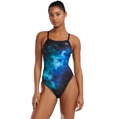 TYR Women's Durafast Elite Diamondfit Swimsuit, Blue/Green/Starborne, 26