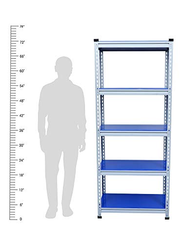 Image of Mil-Nil Boltless Prime CRC Sheet 72x30x15 Inch Multipurpose Storage Rack with 5 Shelves 18 Gauge (Blue)