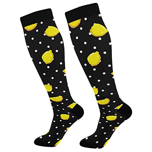 Wusikd Colorful Lemon Compression Socks for Women and Men Circulation Dot Long Socks for Athletic Running 1