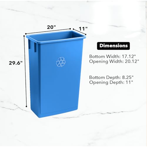 Image of 23 Gallon Slim Rectangular Garbage Can - Blue