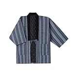 [tailormagic] はんてん メンズ 半纏 綿入れ 男女兼用 冬 防寒 部屋着 ルームウェア 大きいサイズ 暖かい 軽くて洗える(なんど縞,M)