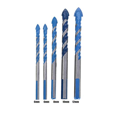 Brocas de perforación de 5 piezas: 6 mm, 8 mm, 10 mm y 12 mm, recubiertas con titanio, para taladro eléctrico e impacto, para metal, carpintería y trabajos manuales miniatura 2