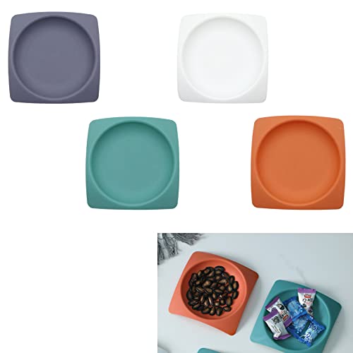 momgyaamz Plateau à collation Boîte rangement - Bonbons Colorés Snack Dessert Stockage Plateau carré Petits Objets Plateau Organisateur pour Cuisine à Domicile, 4 pièces, vert, blanc, orange, gris Cover