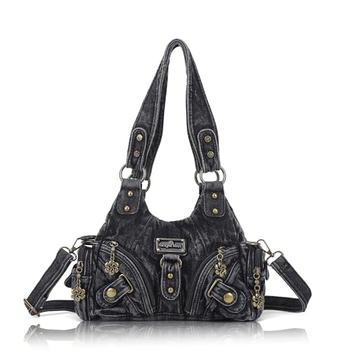 Image of Angel Kiss Purses for Women Small Hobo Shoulder Bags Vagen Leather Multi-Pocket Tote Bag with Zipper