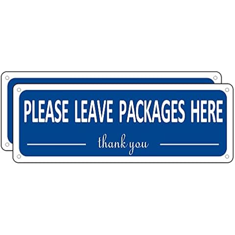 i-CowFun Leave Packages Here Sign Metal, (2 Pack) Package Delivery Sign Instructions, 10" x 3.5" Leave Packages Sign for Front Door, Aluminum Outside Signs, Rust free, Fade Resistant,Weatherproof (Package Delivery Sign-03A) Cover