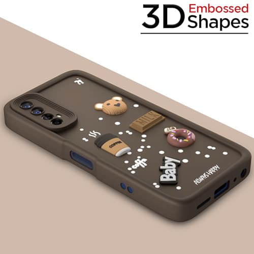 Image of Pikkme Back Cover for Realme 7 / Narzo 30 4G / Narzo 20 Pro | Cute Fun Cartoon 3D Bear Silicone Full Body Protection Bumper Cover (Brown)