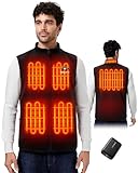 WASOTO Heated Vest for Men Fleece Vest 16000mAh Battery Pack Charger Included Rechargeable Lightweight for Indoor Outdoor Hunting Work（Black, XL）