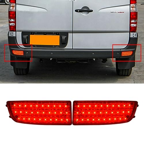 Image of 2Pcs Red LED Rear Bumper Reflector Lights Brake Lights For Mercedes Sprinter 2007 2008 2009 2010 2011 2012 2013 2014 2015 2016 2017 2018