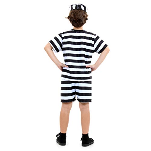 Sulamericana Fantasias Prisioneiro Infantil, P 3/4 Anos, Preto/Branco