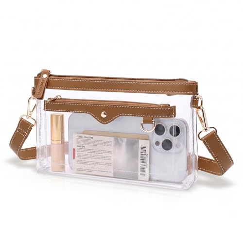 Wuflyover Small Clear Bag for Stadium Events, Clear Purse for Women