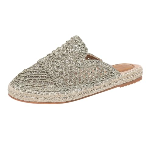 Chaussons tissés femme en taille 36-41 avec semelles douces anti-glisse