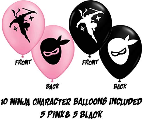 Gypsy Jade's Pink Ninja Master Party Balloons - 30 Pack 12" Large Pink And Black Latex Balloons For Ninja Themed Parties! #TOP3