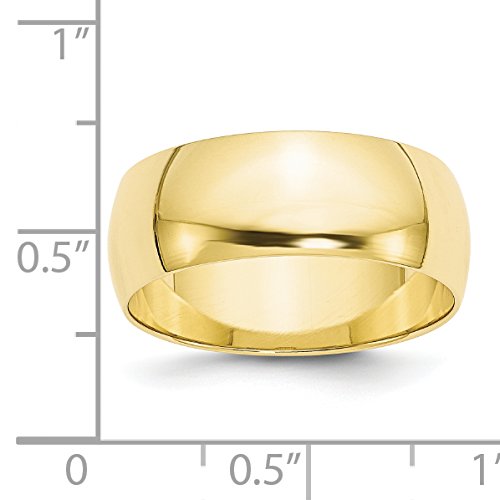 Solid 10k Yellow Gold 8 mm Rounded Wedding Band Ring3