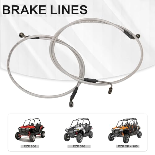 Image of RZR Extended Brake Lines Compatible with Polaris RZR 800 900 570 XP | Front & Rear, Compatible with +4 inch +5 inch +6 inch Lift Kits, Easy to Install, Metal Wire Braided Layer, Preventing Brake Fluid Leaks