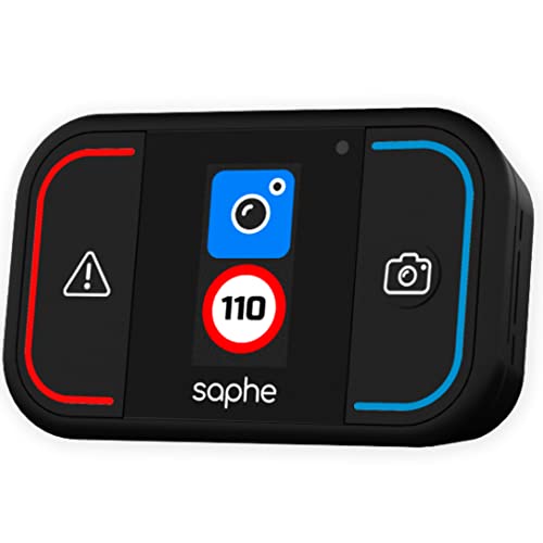 Saphe Drive Mini Verkehrsalarm - Daten von Blitzer.de - Warnt europaweit vor Radar, Blitzer & Gefahren - Verbindung mit Smartphone via Bluetooth - Startet automatisch