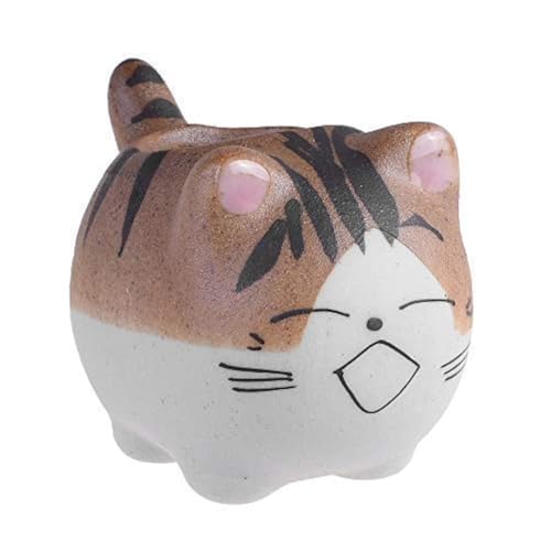 BCP Mini Ceramic Cute Animal Shaped Cartoon Home Decoration Vase Flower Pots Cat Shape Planter for Succulent Plant/Cactus Flower (Happy)
