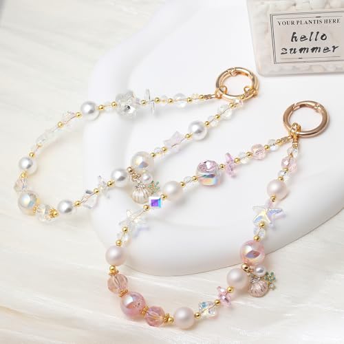 Beaded Phone Wrist Strap, Crystal Key chain Wristlet, Cute Purse Bag Charms by ANROFA - Used condition - Image 2