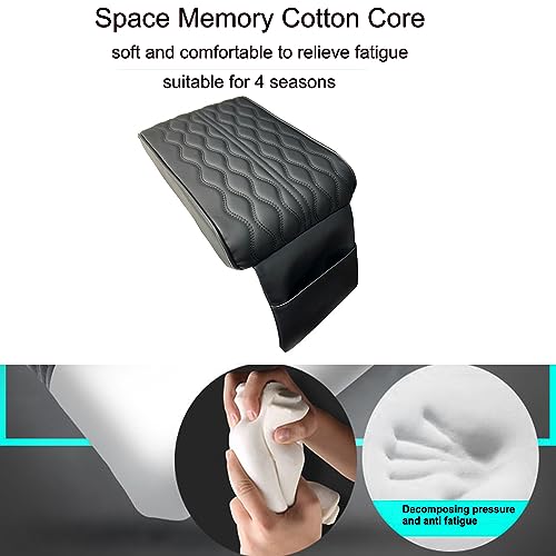 Meirenda Car Armrest Cover, Car Armrest Pad, Universal Waterproof Pu Leather Heighten Memory Foam Padded Car Armrest Box Cover pad Protector for Most Vehicle, SUV, Truck(Black) - Thumbnail 3