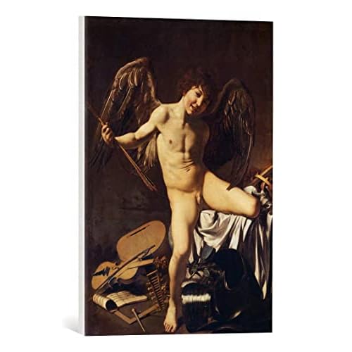 kunst für alle Canvas Print: Michelangelo Merisi da Caravaggio Amor as Victor Fine Art Print, Canvas on Stretcher, Ready to Hang Wall Picture, 15.7x21.7 inch / 40x55 cm