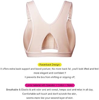 YIANNA Women Post Surgery Front Fastening Sports Bra with Wide Back Support