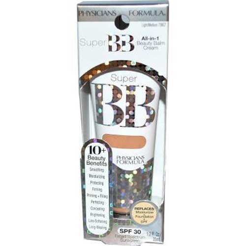 PHYSICIANS FORMULA Super BB All-in-1 Beauty Balm Cream SPF 30 Light/Medium 1.2 oz (pack of 2)