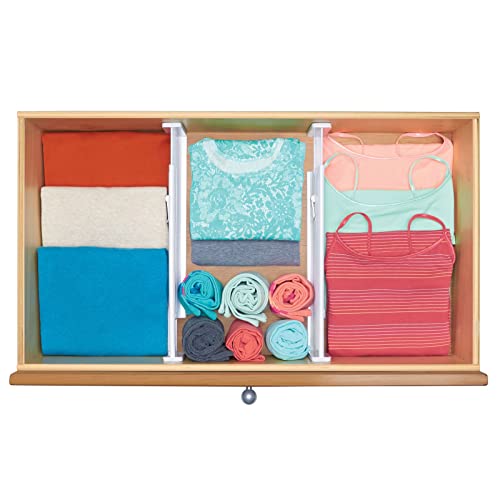 Mdesign Expandable Kitchen Drawer Organizer - Adjustable Divider With Foam Ends - Secure Hold, Locks In Place - Separators For Pantry, Cupboard, Cabinet Storage, Ligne Collection, 4 Pack - White #TOP6
