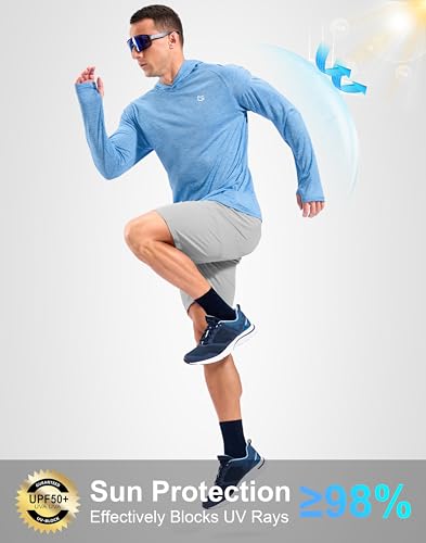 Image of Men's Sun Protection Hoodie Shirts Long Sleeve UPF 50+ Swim Shirts for Men Rash Guard Fishing Shirt Quick Dry