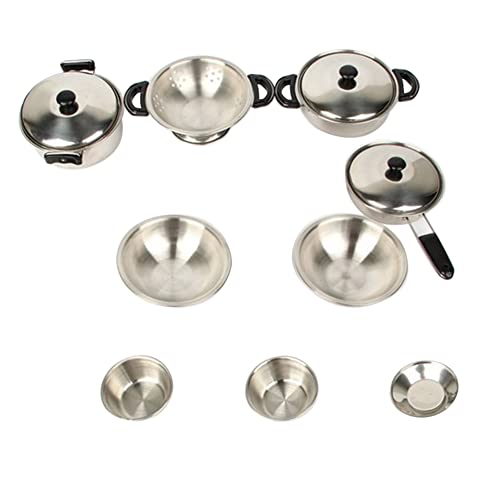 Tocar Acessórios de Cozinha | Mini panelas e frigideiras de jogo de aço inoxidável Brinquedos para c