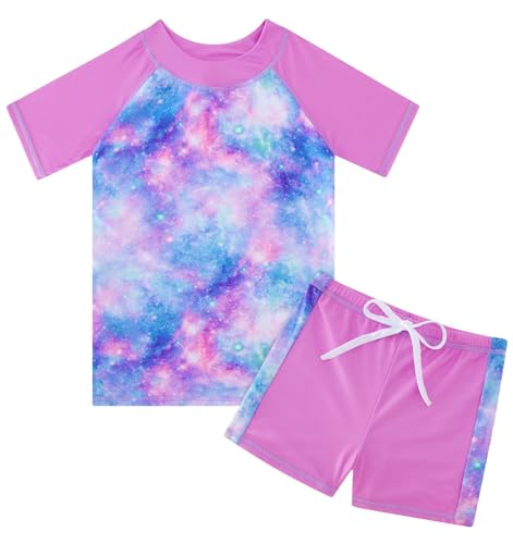 Fanient Traje de baño para niñas Traje de baño de Dos Piezas Hermoso Traje de baño con Estampado de Galaxias Traje de baño para niños de 7 a 8 años