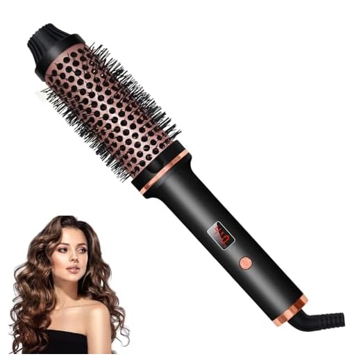 Escova térmica, escova redonda aquecida iônica de 1,5 polegadas, escova de cabelo ondulado, escova de estilo de calor instantâneo, modelador de ar quente 3 em 1 e secador de cabelo giratório para