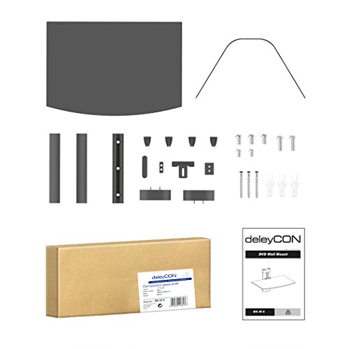 deleyCON Multimedia Wandregal Glasregal für DVD Blu-Ray Player Hi-Fi Receiver Spielekonsolen Wandhalterung Glasablage Multimedia Regal Sicherheitsglas