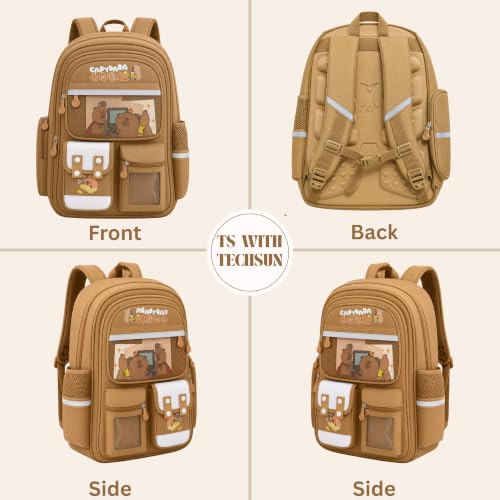 Image of TS WITH TECHSUN College Laptop Backpack for Women & Teens with Zipper Pouch | School Bag for Girls 13-14 Years | 18 Inch Book Backpack | Travel School Bag, Tuition, Coaching