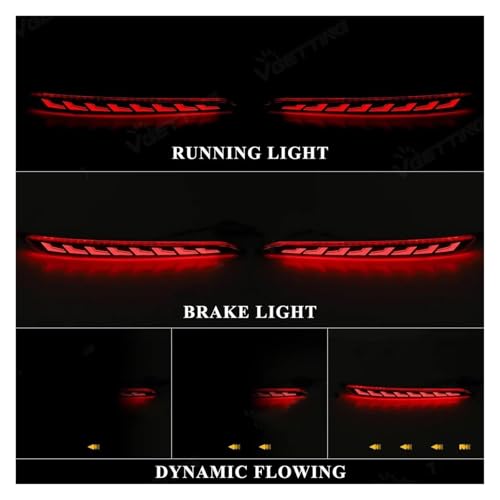 Réflecteurs arrière LED pour Hyundai Sonata 2015-2017 feux de freinage dynamiques 12V Red Shell b