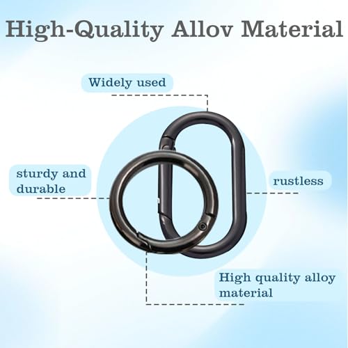 10-Stück Karabiner Schwarz,Kleine Karabinerhaken Schlüsselanhänger,Schlüsselringe Klein Mini,Karabiner Rund,Karabinerhaken Klein,für Schlüssel Schlüsselring Hund Rund Ring Basteln Carabiner Zubehör