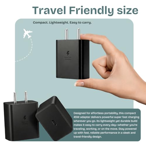Image of 45W PD Type C Charger with USB C Cable for Samsung Galaxy S26 /S25 /S24 Ultra /S23 FE /S21 FE /M55 /M35 /A55 /Z Fold 7 /Flip 7