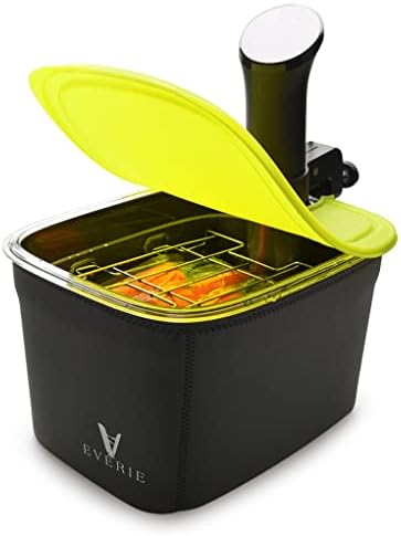 EVERIE Versatile 12-Quart Sous Vide Container with Built-in Rack and Collapsible Silicone Lid and Container Sleeve Compatible with All Sous Vide Cookers, KIT-1202-TYGJ