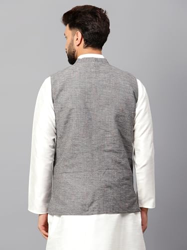 Image of LATEST CHIKAN Men's Traditional Cotton Solid Nehru Jacket /Waistcoat