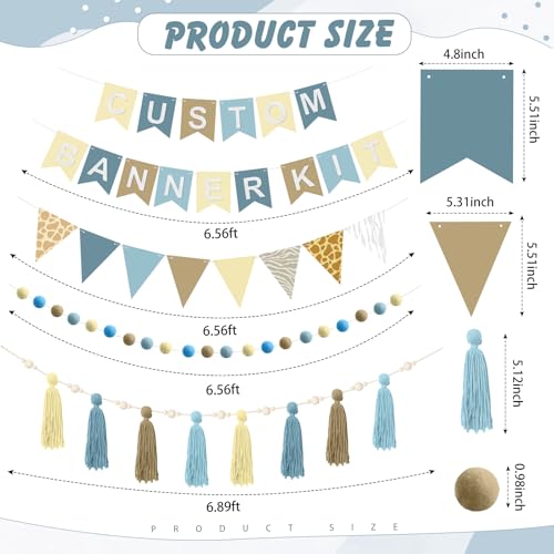 SmoothNovelty 139 Pcs Felt DIY Custom Banner Kit Include 104 Letters 18 Swallowtail Flags 15 Pennants 2 Pcs Pom Pom Garland Tassel Pompom Decoration for Home Baby Shower Birthday by SmoothNovelty - Used condition - Image 2
