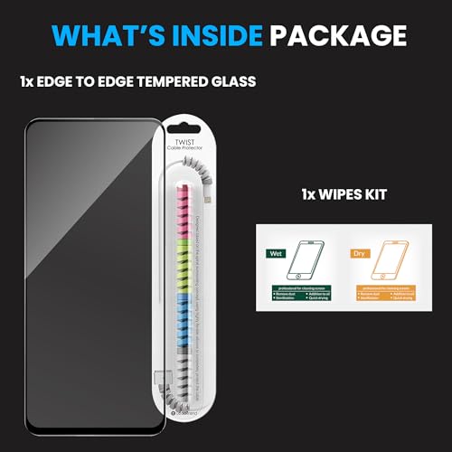 Image of FIRST MART Military Grade Gorilla Tempered Glass for Vivo Y21 with Edge to Edge Full Screen Coverage, Cable Protector and Easy Installation kit