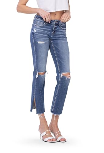 Flying Monkey, Low Rise Ankle Straight Jeans, Medium Blue,2