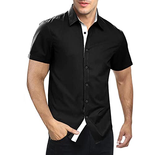 Chemisette grande taille 8XL noire à col polo pour homme coupe ajustée